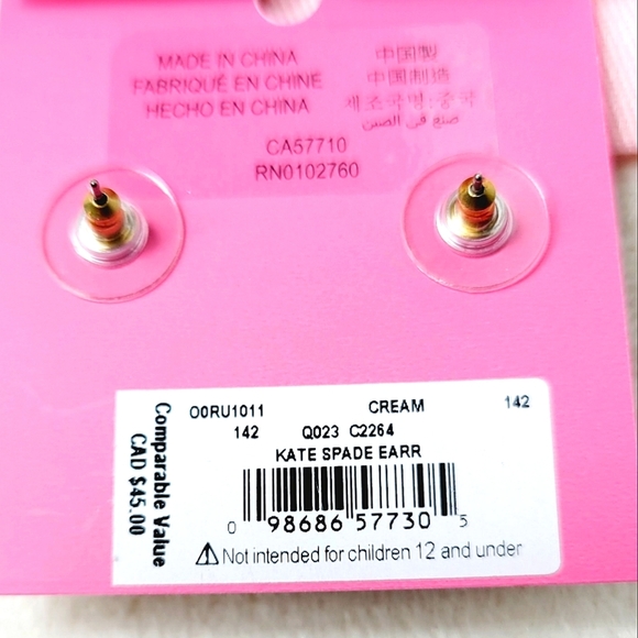 Kate Spade Rise and Shine Cream Blush Studs with KS Jewelry Bag - Picture 4 of 5